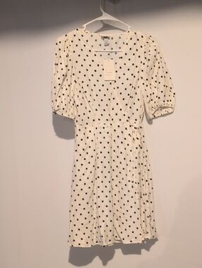 a new day Ivory Polka Dot Puff Sleeve Midi Dress
